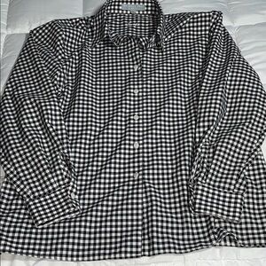 Foxcroft size 12P black and white gingham button-down shirt